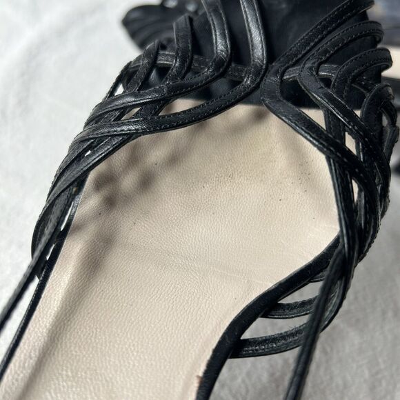 Prada Cuoio Strappy Slingback Kitten Heel Open Toe Size 39.5 Black *READ - Picture 6 of 12